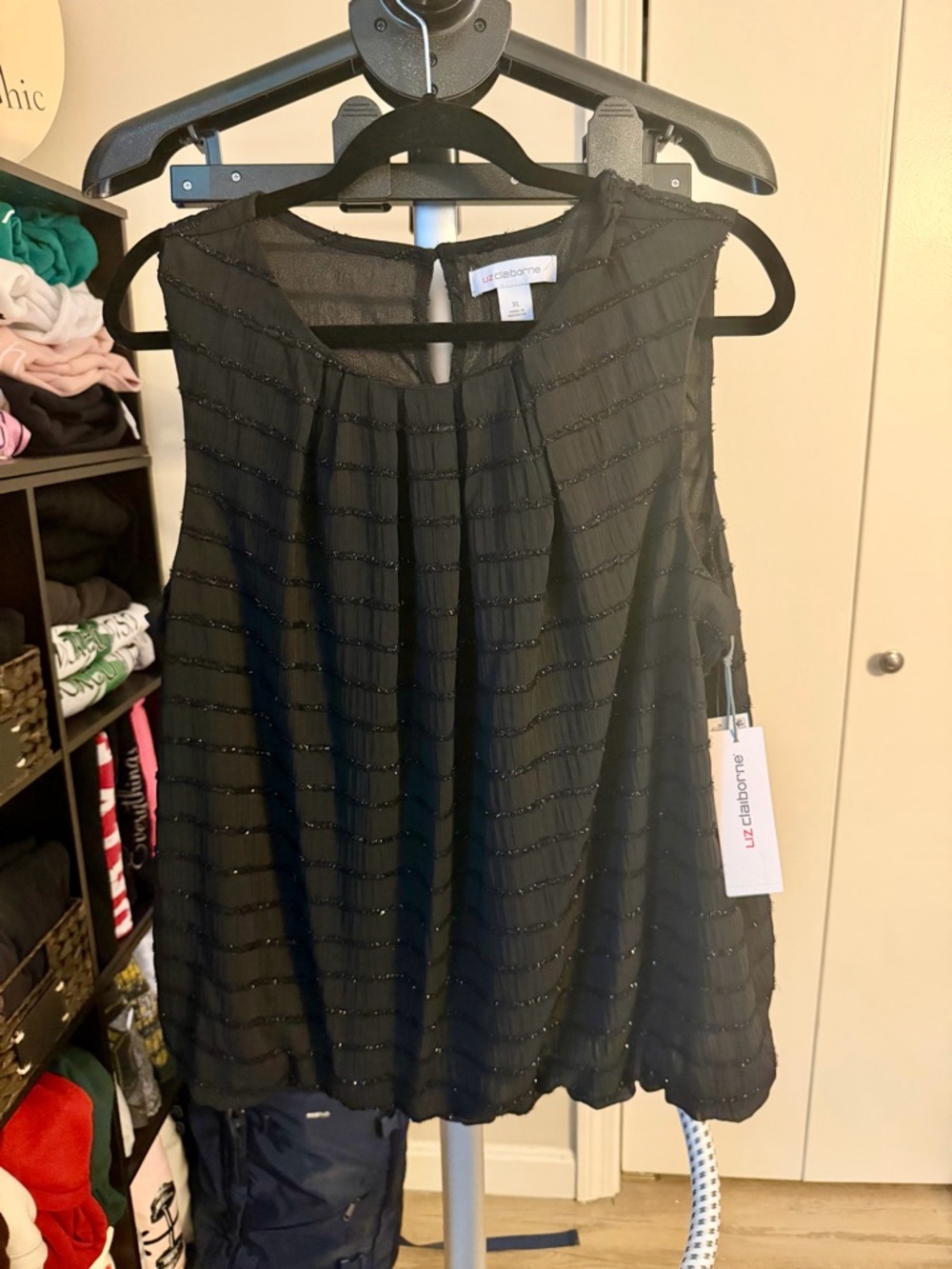 Liz Claiborne Black Beaded Sleeveless Camisole
